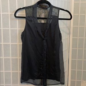 The Limited Dark navy lace/gauze dress tank